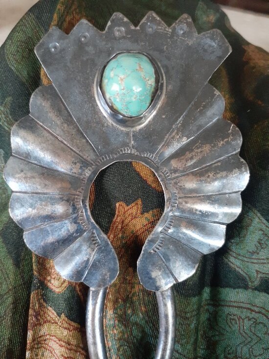 VINTAGE NAVAJO STERLING SILVER TURQUOISE HAIRPIN main image 6